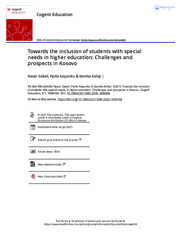 (PDF) Towards the inclusion of students with special needs in higher ...
