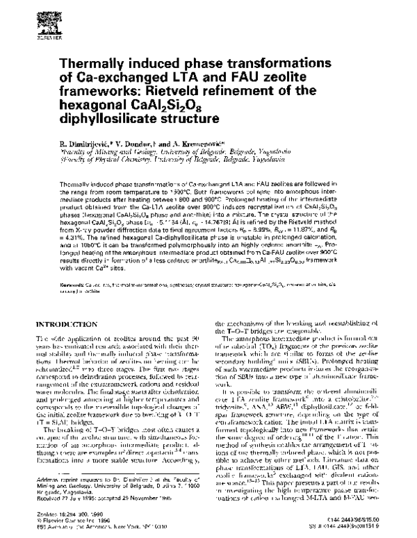 literature PDF) Thermally induced phase transformations of Ca-exchanged