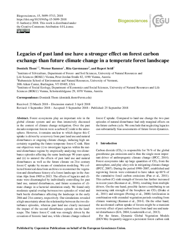(PDF) Legacies of past land use have a stronger effect on forest carbon ...