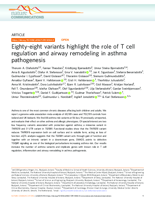 (PDF) Eighty-eight variants highlight the role of T cell regulation and ...