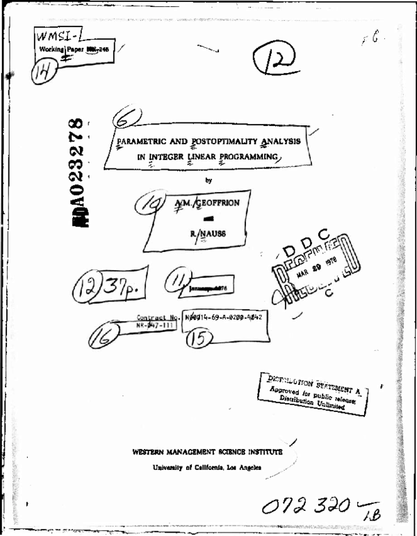 (PDF) Parametric and Postoptimality Analysis in Integer Linear Programming
