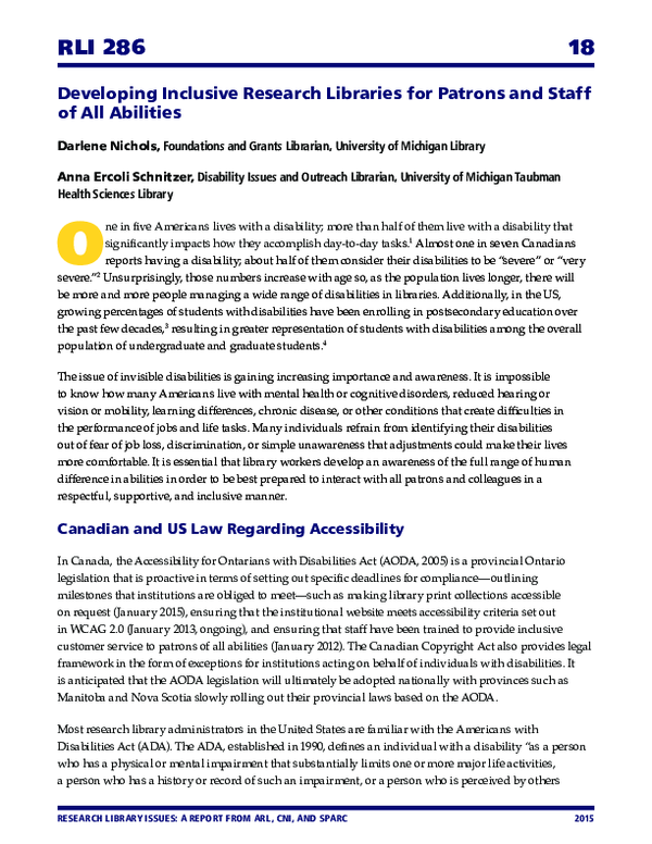 (PDF) Developing Inclusive Research Libraries for Patrons and Staff of ...