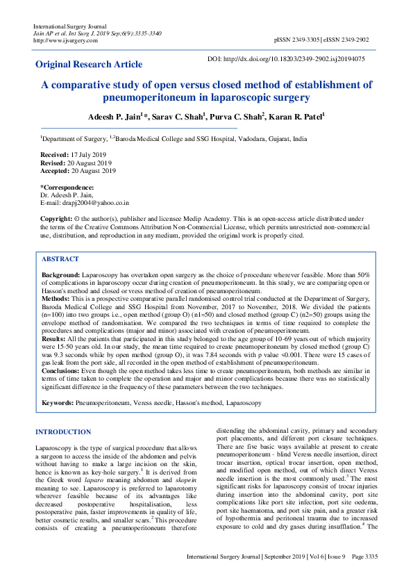(PDF) A comparative study of open versus closed method of establishment ...