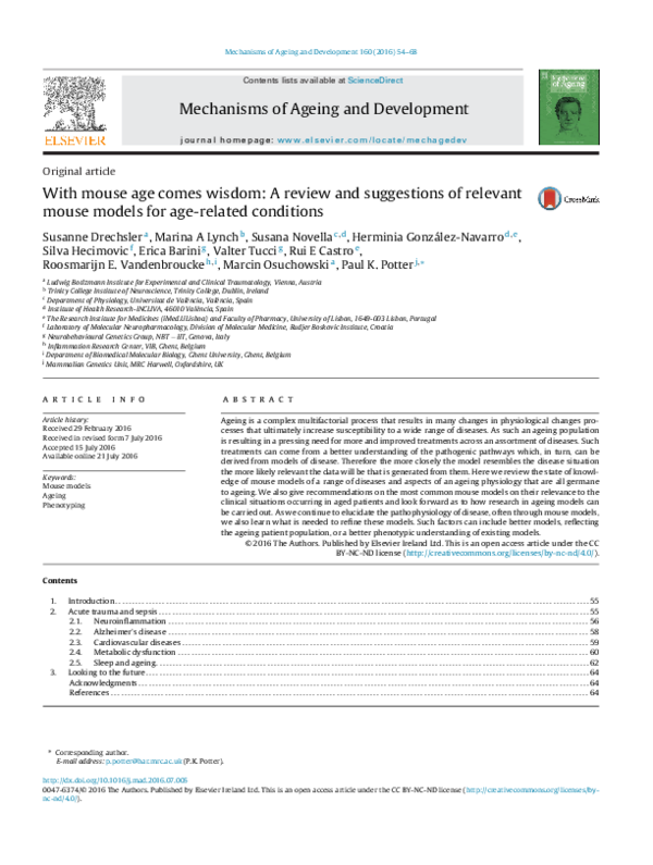 (PDF) With mouse age comes wisdom: a review and suggestions of relevant ...