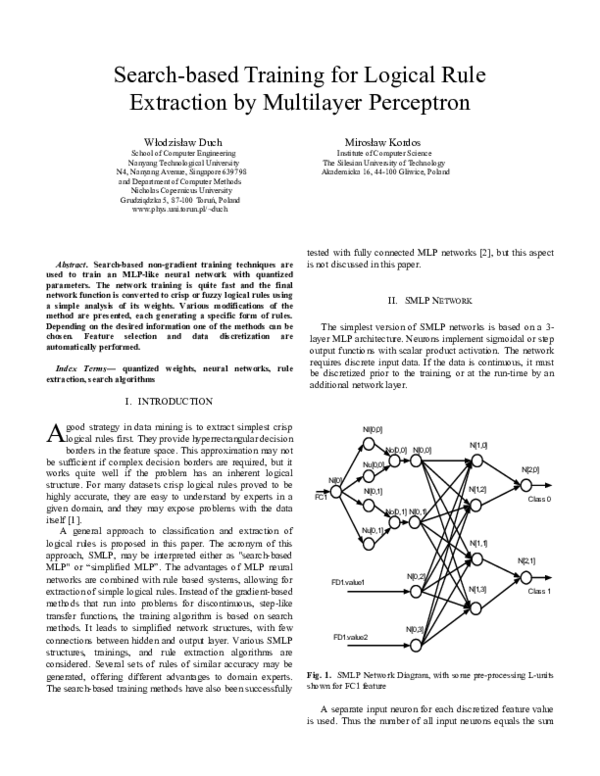 (PDF) Search-based training for logical rule extraction by Multilayer ...