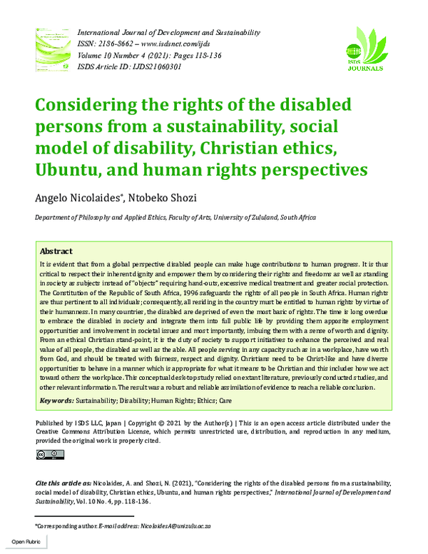 (PDF) Considering the rights of the disabled persons from a ...