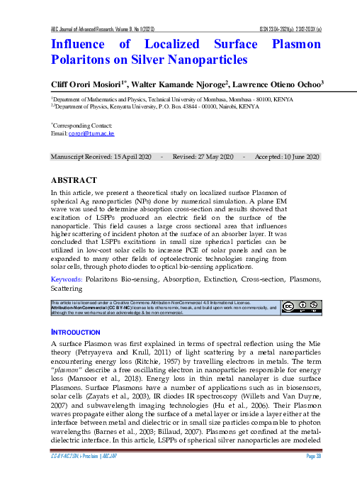 (PDF) Influence of Localized Surface Plasmon Polaritons on Silver ...
