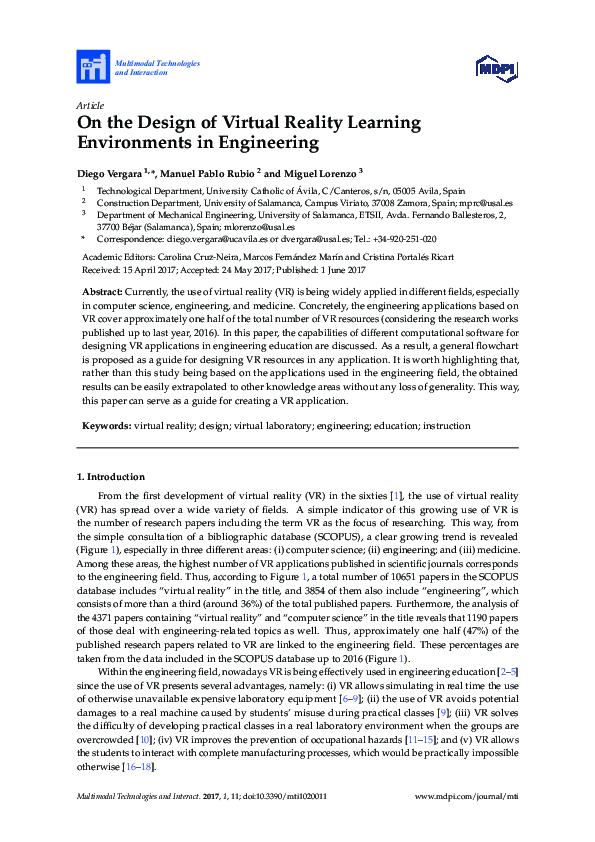 (PDF) On the Design of Virtual Reality Learning Environments in Engineering