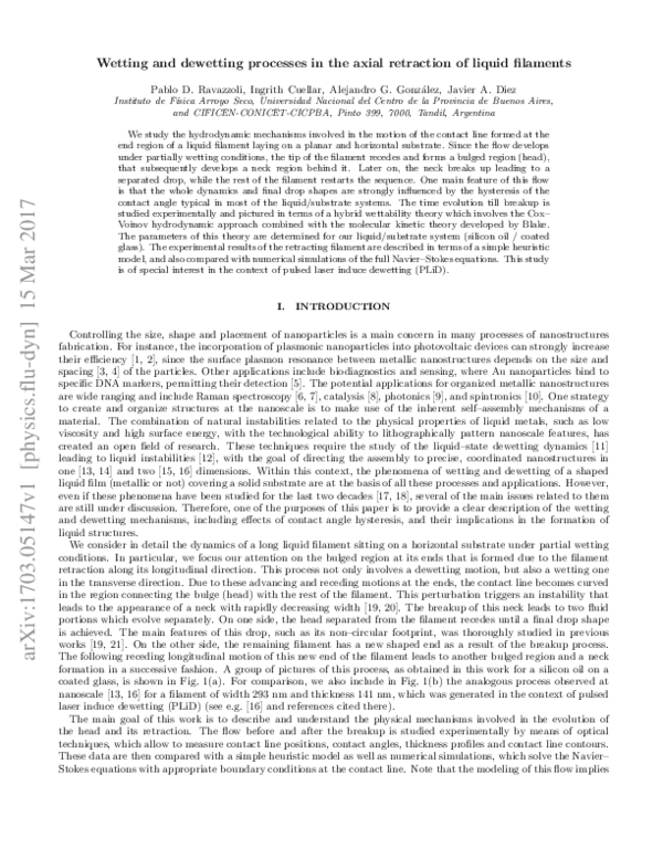 (PDF) Wetting and dewetting processes in the axial retraction of liquid ...