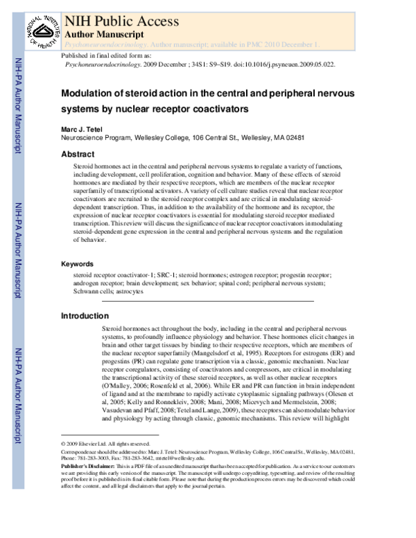 (PDF) Modulation of steroid action in the central and peripheral ...