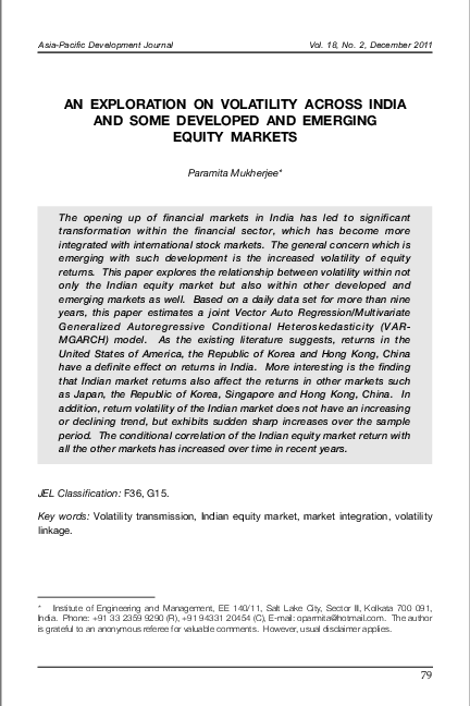 (PDF) An exploration on volatility across India and some developed ...