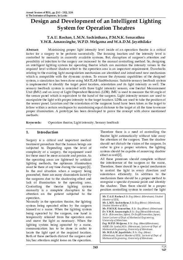 (PDF) Design and Development of an Intelligent Lighting System for ...