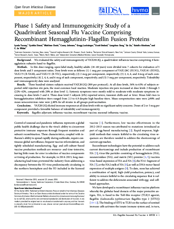 (PDF) Phase 1 safety and immunogenicity study of a quadrivalent ...