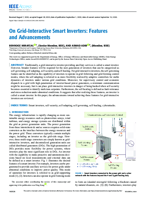 (PDF) On Grid-Interactive Smart Inverters: Features and Advancements