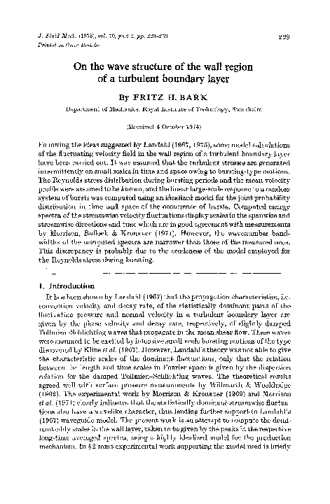 (PDF) On the wave structure of the wall region of a turbulent boundary ...