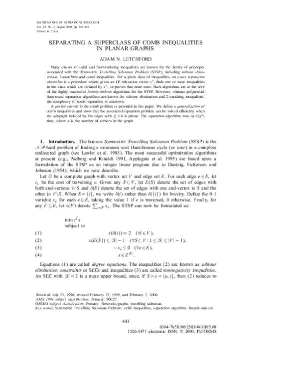 (PDF) Separating a Superclass of Comb Inequalities in Planar Graphs