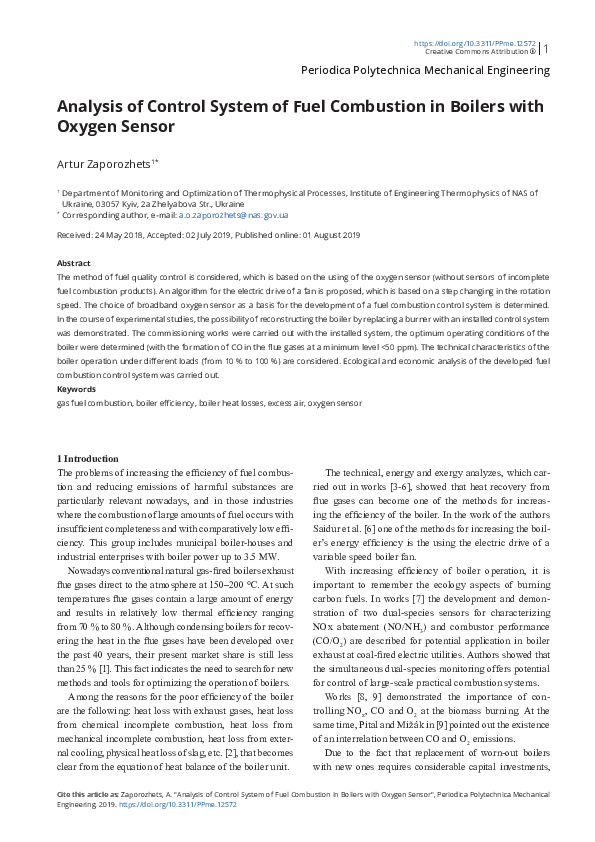 (PDF) Analysis of Control System of Fuel Combustion in Boilers with ...