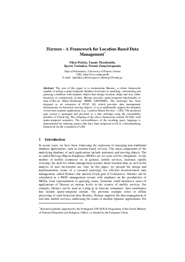 (PDF) Hermes – A Framework for Location-Based Data Management