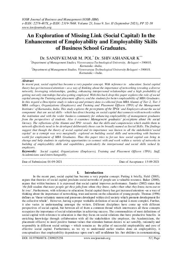 (PDF) An Exploration of Missing Link (Social Capital) In the ...