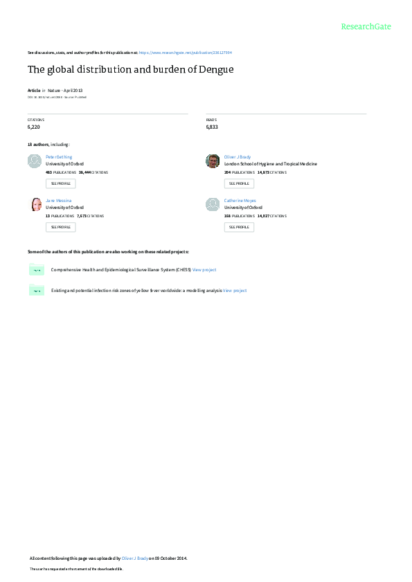 (PDF) The global distribution and burden of dengue Osman Sankoh
