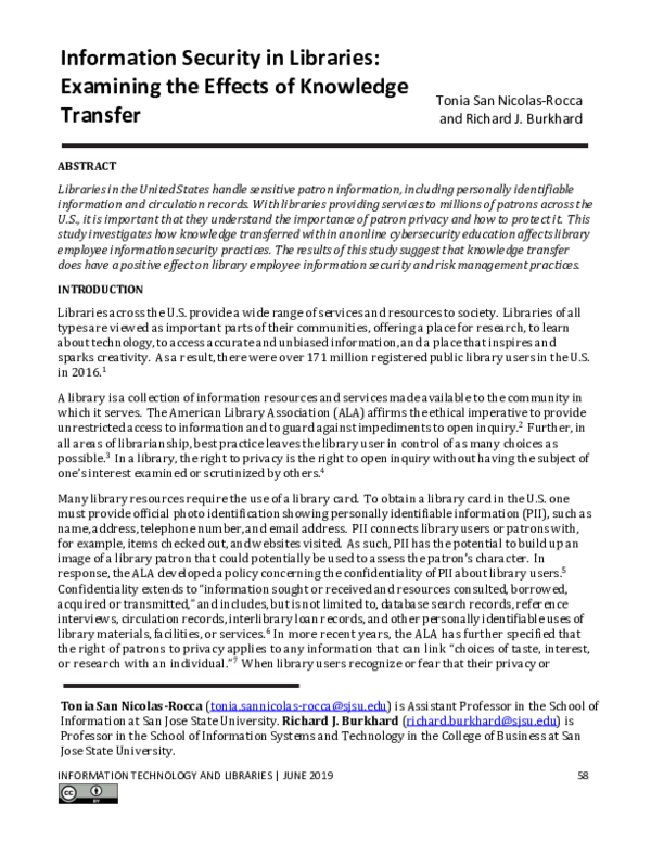(PDF) Information Security in Libraries