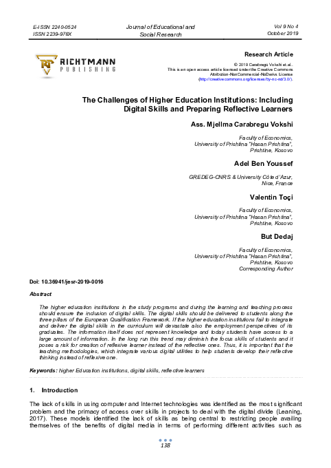 (PDF) The Challenges of Higher Education Institutions: Including ...