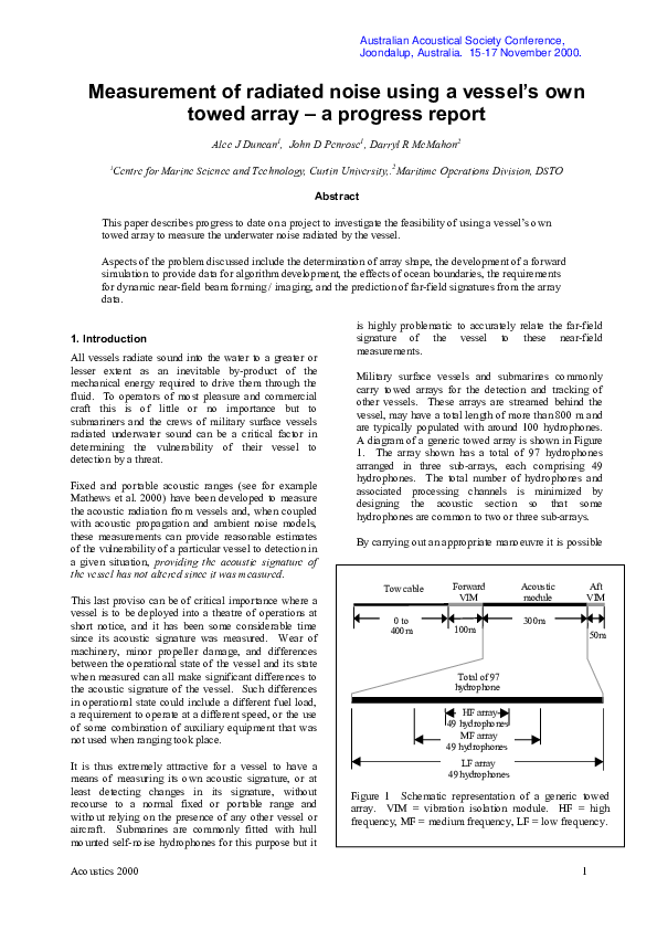 (PDF) Measurement of radiated noise using a vessel's own towed array ...
