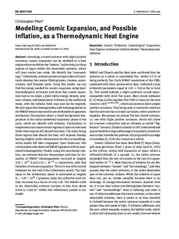 (PDF) Modeling Cosmic Expansion, and Possible Inflation, as a ...