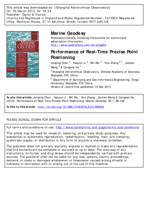 (PDF) Performance of Real-Time Precise Point Positioning