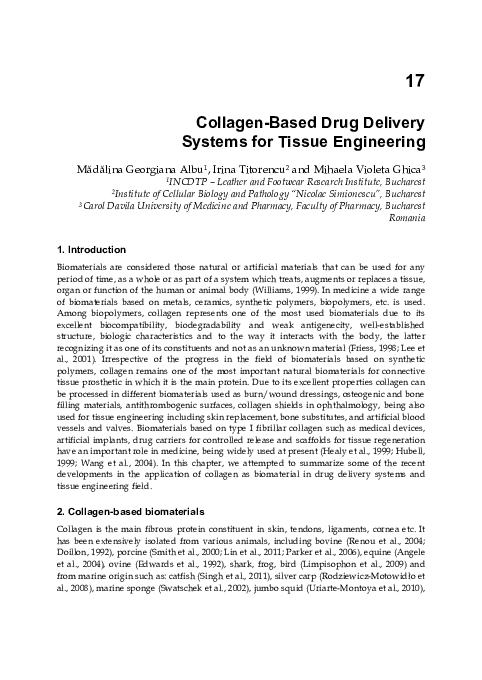 (PDF) Collagen-Based Drug Delivery Systems for Tissue Engineering
