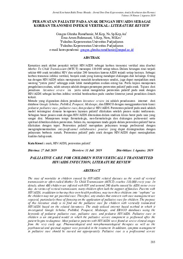 (PDF) Perawatan Paliatif Pada Anak Dengan Hiv/Aids Sebagai Korban ...
