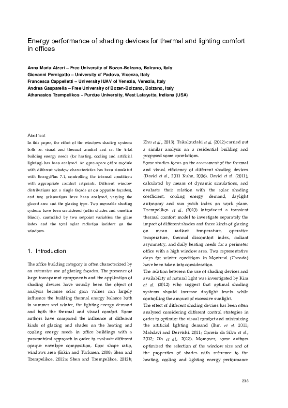 (PDF) Energy performance of shading devices for thermal and lighting ...