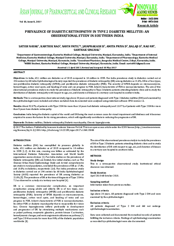(PDF) Prevalence of Diabetic Retinopathy in Type 2 Diabetes in Relation ...