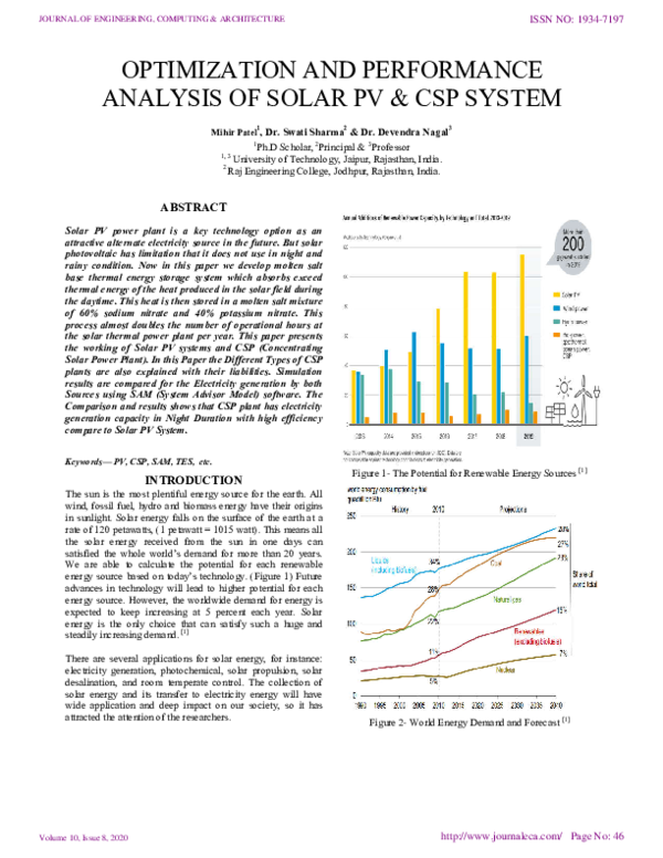(PDF) OPTIMIZATION AND PERFORMANCE ANALYSIS OF SOLAR PV & CSP SYSTEM