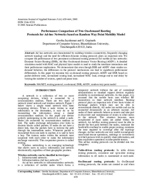 (PDF) Performance Comparison of Two On-demand Routing Protocols for Ad ...