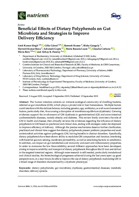 (PDF) Beneficial Effects of Dietary Polyphenols on Gut Microbiota and ...