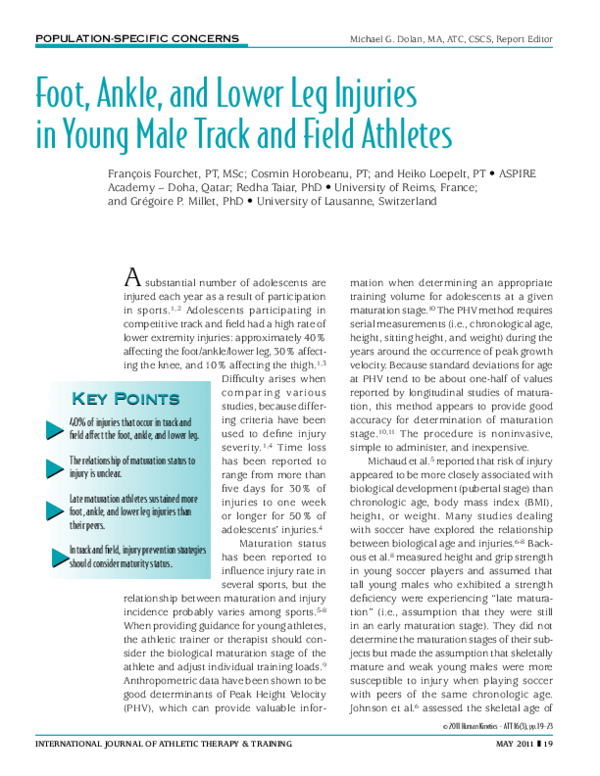 (PDF) Foot, Ankle, and Lower Leg Injuries in Young Male Track and Field ...