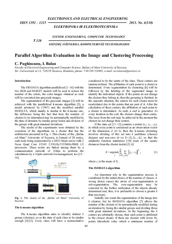 (PDF) Parallel Algorithm Evaluation in the Image and Clustering Processing