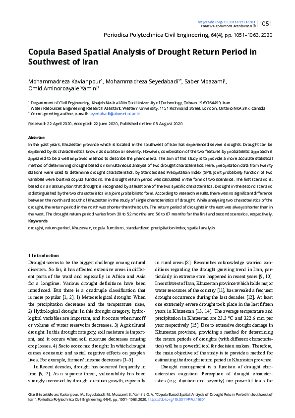 (PDF) Copula Based Spatial Analysis of Drought Return Period in ...