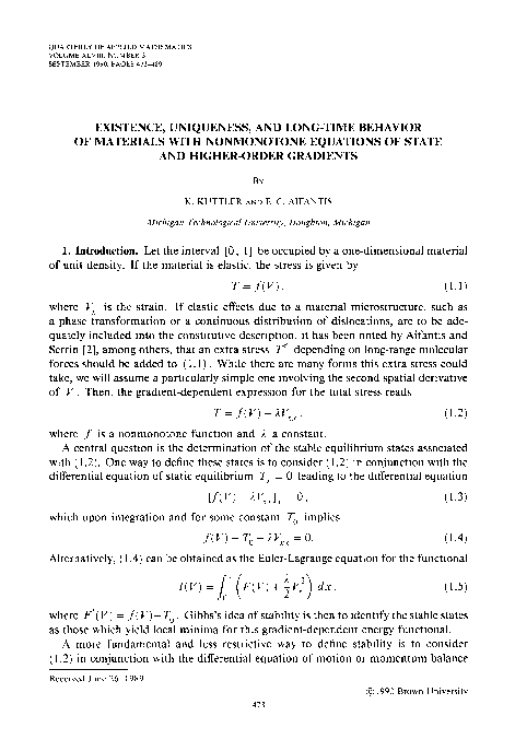 (PDF) Existence, uniqueness, and long-time behavior of materials with ...