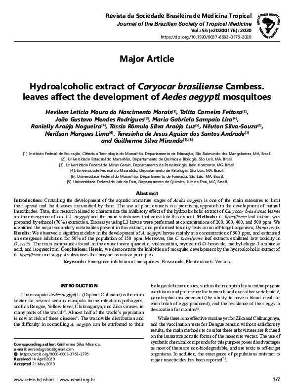 (PDF) Hydroalcoholic extract of Caryocar brasiliense Cambess. leaves ...