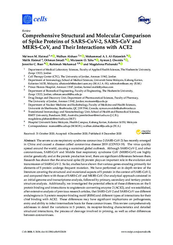 (PDF) Comprehensive Structural and Molecular Comparison of Spike ...