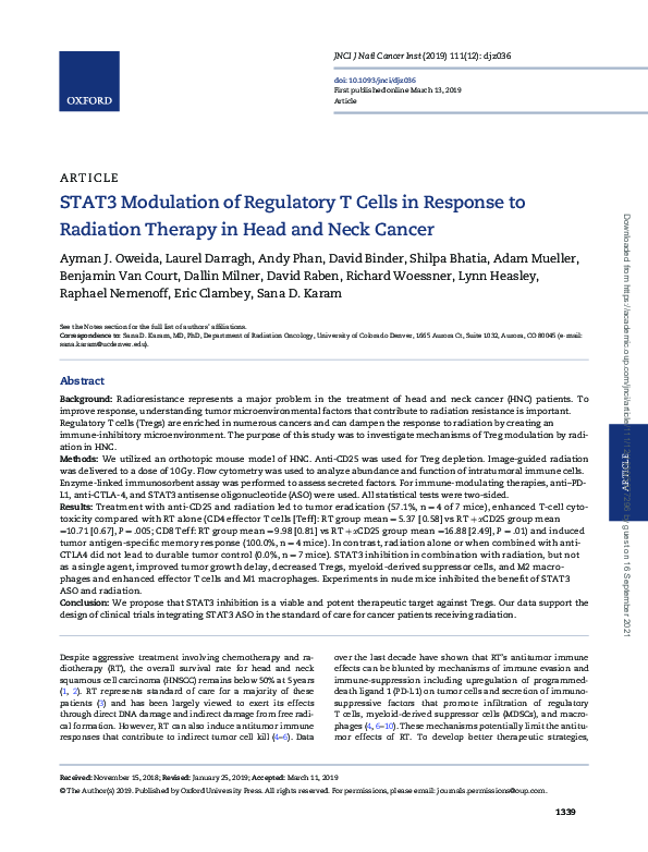 (PDF) The role of regulatory T cells in the response to radiation ...