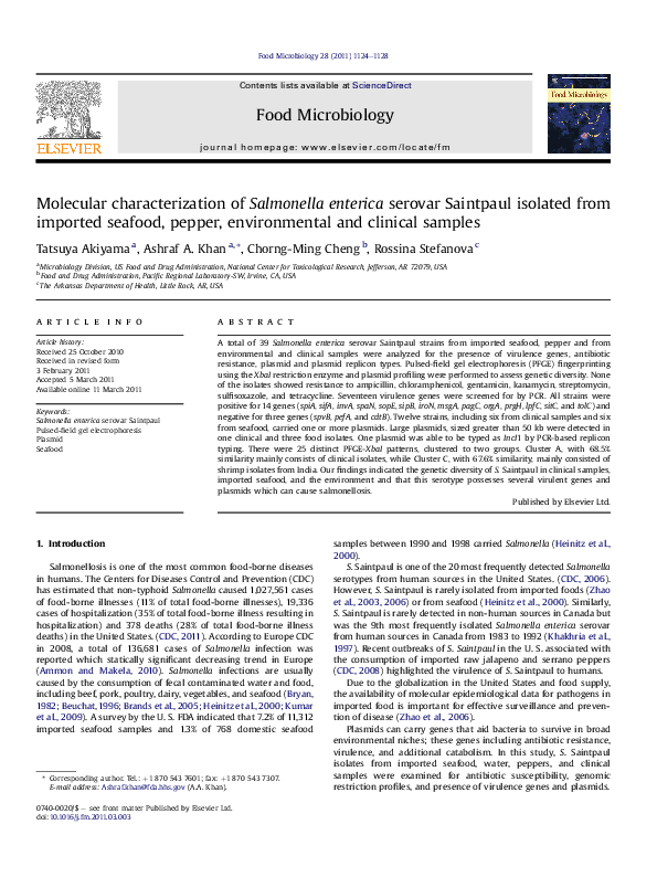 (PDF) Molecular characterization of Salmonella enterica serovar ...