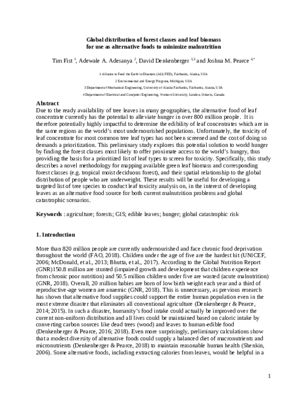 (PDF) Global distribution of forest classes and leaf biomass for use as ...