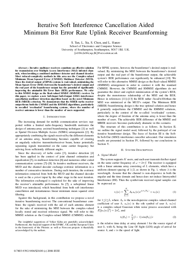 (PDF) Iterative Soft Interference Cancellation Aided Minimum Bit Error ...