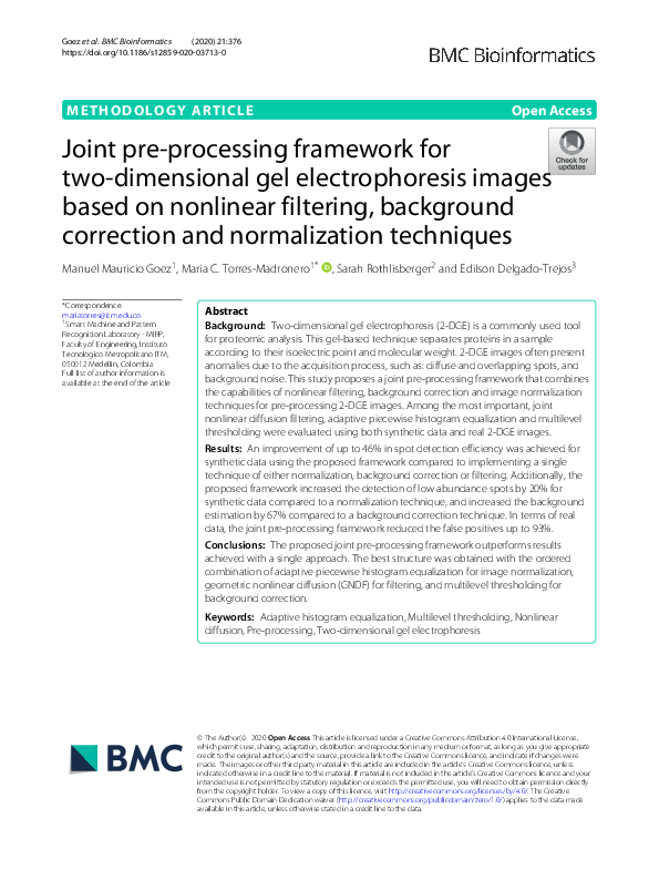 (PDF) Joint pre-processing framework for two-dimensional gel ...