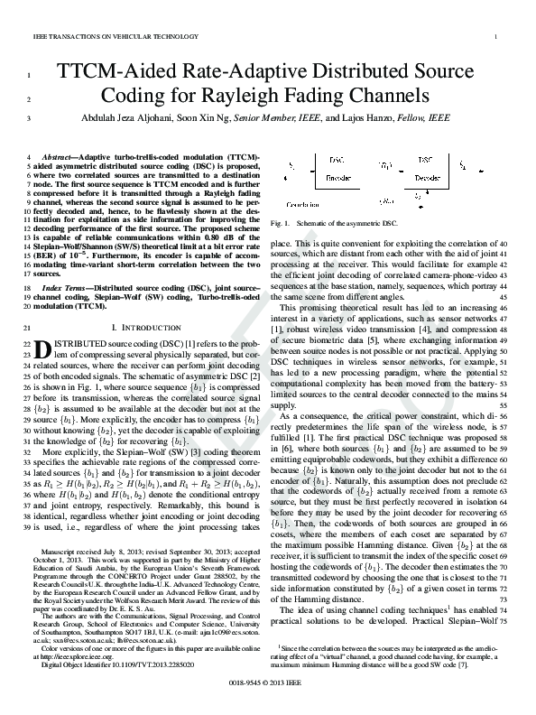(PDF) TTCM-Aided Rate-Adaptive Distributed Source Coding for Rayleigh ...