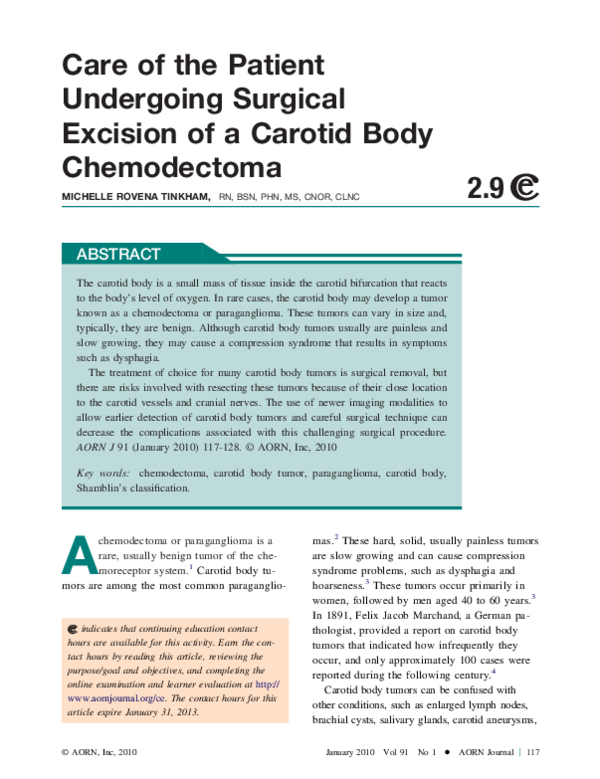 (PDF) Care of the Patient Undergoing Surgical Excision of a Carotid ...