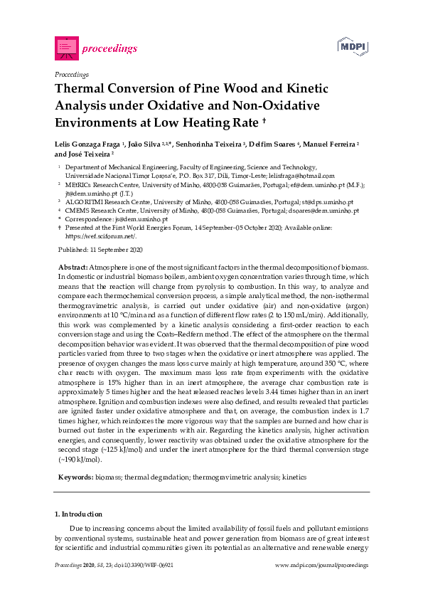 (PDF) Thermal Conversion of Pine Wood and Kinetic Analysis under ...